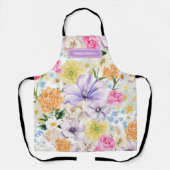Custom Name Pastel Floral Kitchen Cooking Gift エプロン (正面)