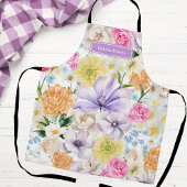Custom Name Pastel Floral Kitchen Cooking Gift エプロン