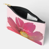 Custom Name Pastel Pink Red Watercolor Wildflower アクセサリーポーチ (見開き)