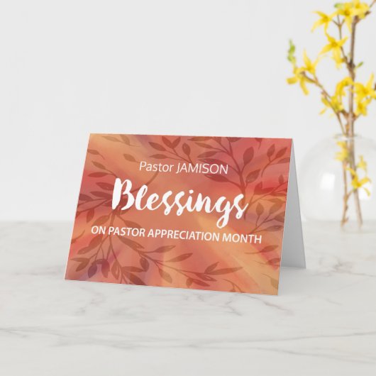 Custom Name Pastor Appreciation Month Blessings カード (黄色い花)