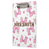 Custom Name Pencil Coquette Bow  クリップボード (左)