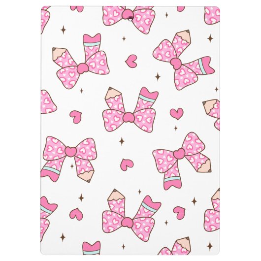 Custom Name Pencil Coquette Bow クリップボード (裏面)