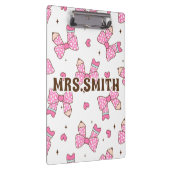 Custom Name Pencil Coquette Bow  クリップボード (右)