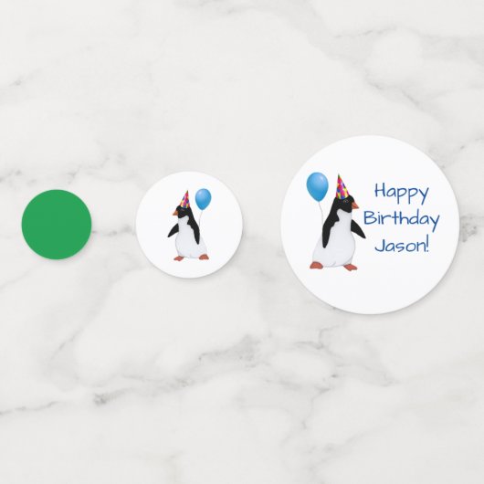 Custom Name Penguin Blue Balloon Table Confetti コンフェッティ (正面)