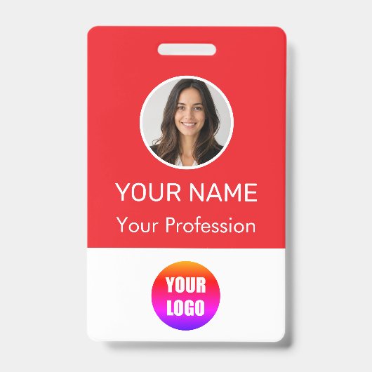 Custom Name Personalized Employee Company Logo  バッジ (正面)