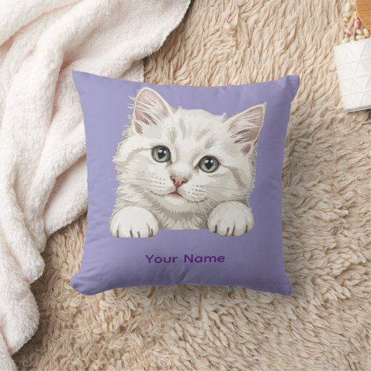 Custom Name Personalized Kitten Art Gift クッション (ブランケット)