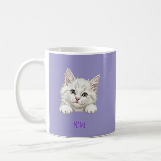 Custom Name Personalized Kitten Art Gift コーヒーマグカップ (左)