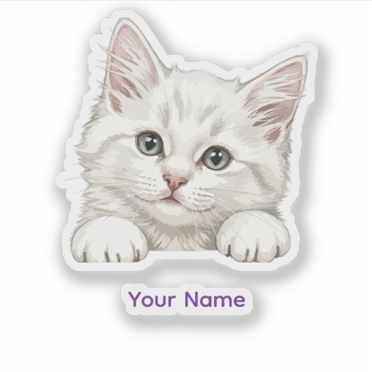 Custom Name Personalized Kitten Art Gift シール (正面)