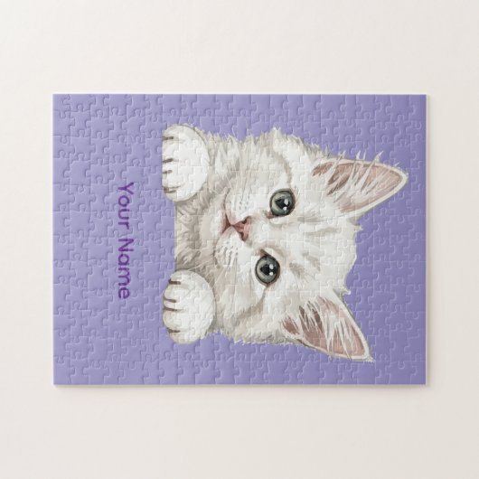 Custom Name Personalized Kitten Art Gift ジグソーパズル (横)