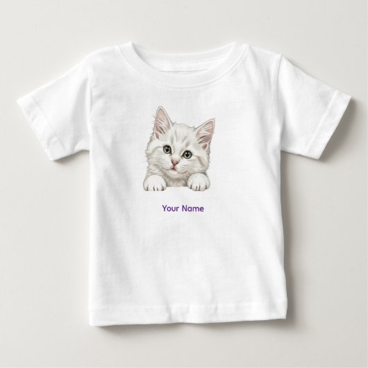 Custom Name Personalized Kitten Art Gift ベビーTシャツ (正面)