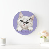 Custom Name Personalized Kitten Art Gift ラージ壁時計 (ホーム)