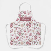 Custom Name Pet Lover Apron - Romantic Floral エプロン (正面)