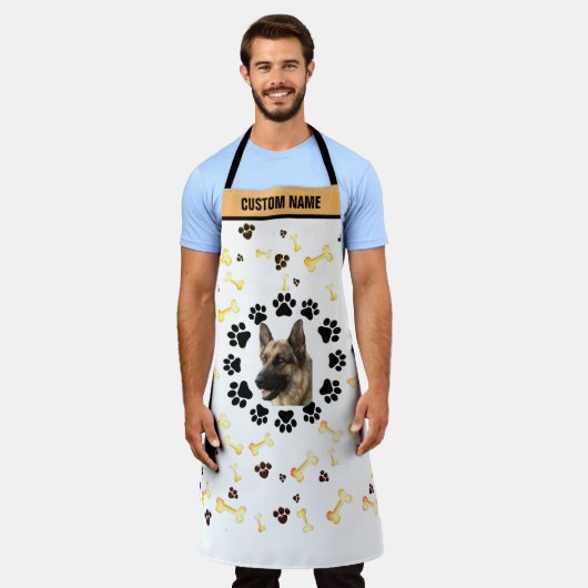 Custom Name Pet Memorial Apron - Elegant Dog, Cat エプロン (着用した状態)