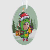Custom name + photo message me-Christmas Ornament オーナメント (正面)