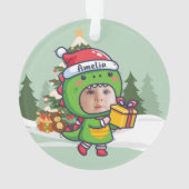 Custom name + photo message me-Christmas Ornament オーナメント (裏面)