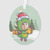 Custom name + photo message me-Christmas Ornament オーナメント (正面)