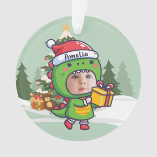 Custom name + photo message me-Christmas Ornament オーナメント