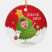 Custom name + photo message me -Christmas Ornament セラミックオーナメント (正面)