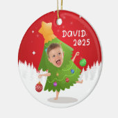 Custom name + photo message me -Christmas Ornament セラミックオーナメント (左)