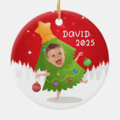 Custom name + photo message me -Christmas Ornament セラミックオーナメント (裏面)