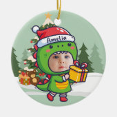 Custom name + photo message me- Christmas Ornament セラミックオーナメント (正面)