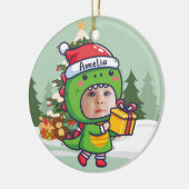 Custom name + photo message me- Christmas Ornament セラミックオーナメント (左)