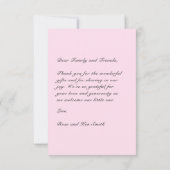 Custom Name Photo, Pink Roses Baby Thank you Card  サンキューカード (裏面)