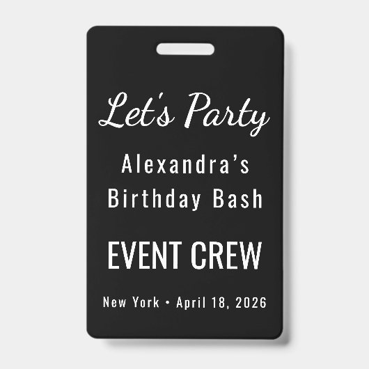 Custom Name Photo QR Code Birthday Party Staff バッジ (正面)