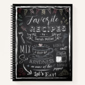 Custom Name & Photo Recipe Keeper Chalkboard  ノートブック (正面)