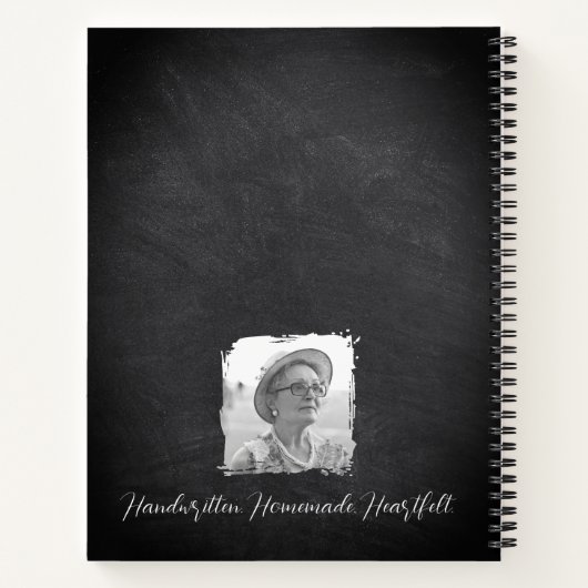 Custom Name & Photo Recipe Keeper Chalkboard  ノートブック (裏面)