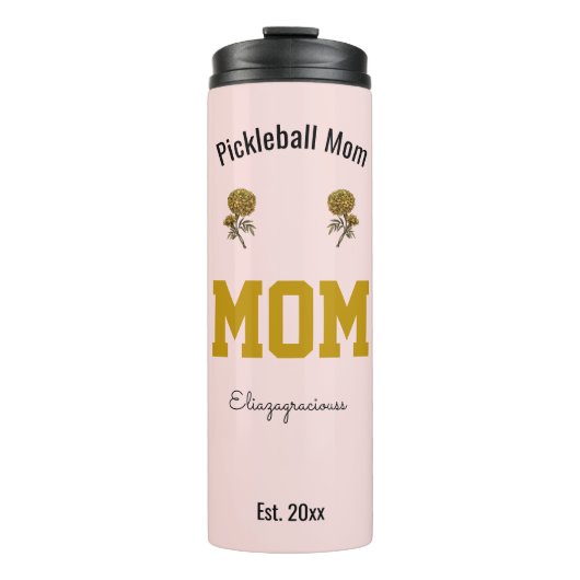 Custom Name Pickleball Mom Modern Sports Gift Pink タンブラー (正面)