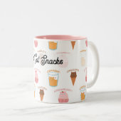 Custom Name Pink Cupcake and Black Cat Pattern  ツートーンマグカップ (正面右)