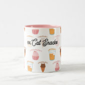Custom Name Pink Cupcake and Black Cat Pattern  ツートーンマグカップ (中央)