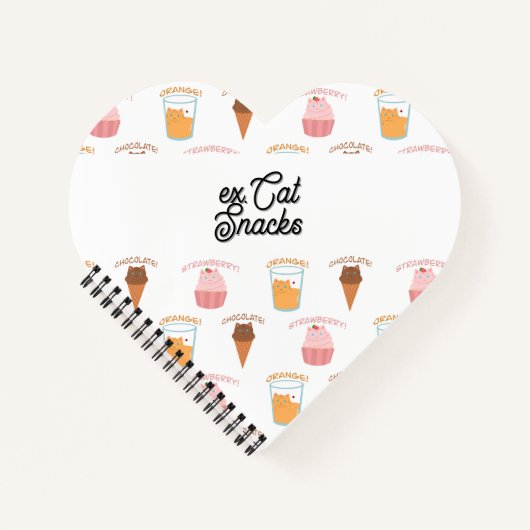 Custom Name Pink Cupcake and Black Cat Pattern  ノートブック (正面)