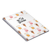Custom Name Pink Cupcake and Black Cat Pattern  ノートブック (右側)
