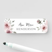 Custom Name Pink Floral Rose  名札 (インサイチュ)