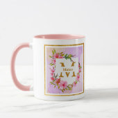 Custom Name Pink Floral Watercolor マグカップ (左)