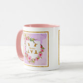 Custom Name Pink Floral Watercolor マグカップ (正面左)