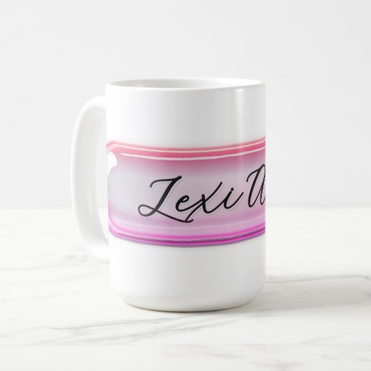 Custom Name Pink Glass Effect | Personalized コーヒーマグカップ (正面左)
