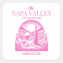 custom name pink napa valley hen party スクエアシール