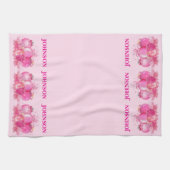 Custom Name Pink Ornament Holiday Decor キッチンタオル (横)