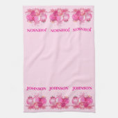 Custom Name Pink Ornament Holiday Decor キッチンタオル (縦)