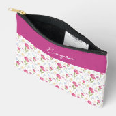 Custom Name Pink Purple Watercolor Wildflower  アクセサリーポーチ (見開き)