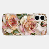 Custom Name Pink Rose Phone Case Elegant Floral Case-Mate iPhoneケース (裏面 (横))
