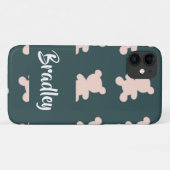 Custom name pink teddy bear silhouette Case-Mate iPhoneケース (裏面(横))