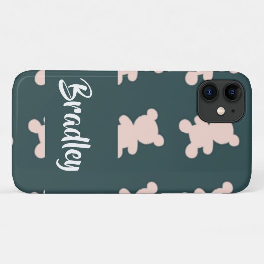 Custom name pink teddy bear silhouette Case-Mate iPhoneケース (裏面(横))