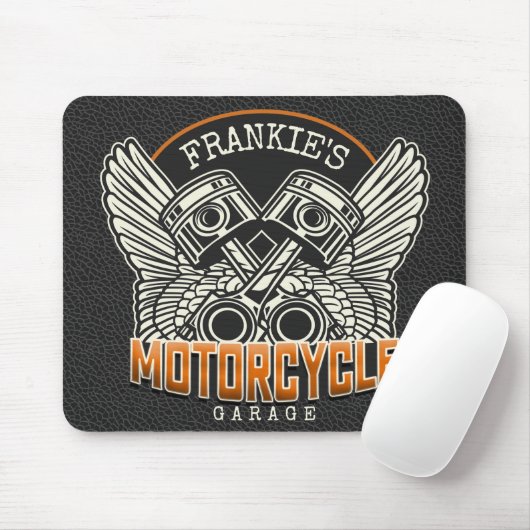 Custom NAME Pistons Wings Motorcycle Biker Garage マウスパッド (マウス)