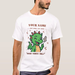 Custom Name Pixel Dragon Tee — Retro 8-Bit Cute T- Tシャツ