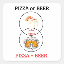 Custom Name Pizza and Beer Funny Sticker スクエアシール