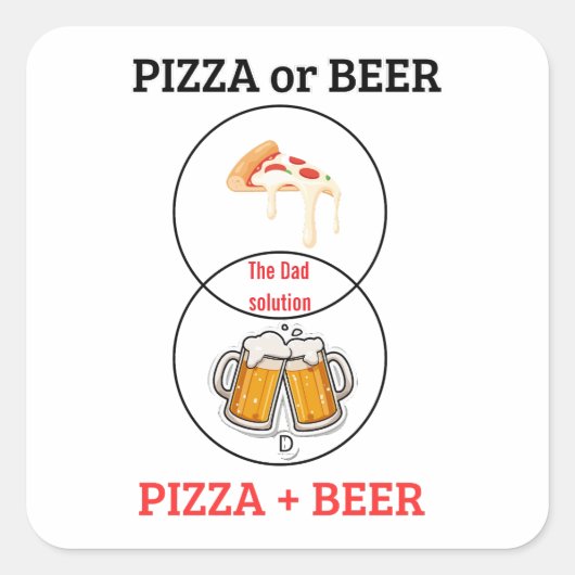 Custom Name Pizza and Beer Funny Sticker スクエアシール (正面)